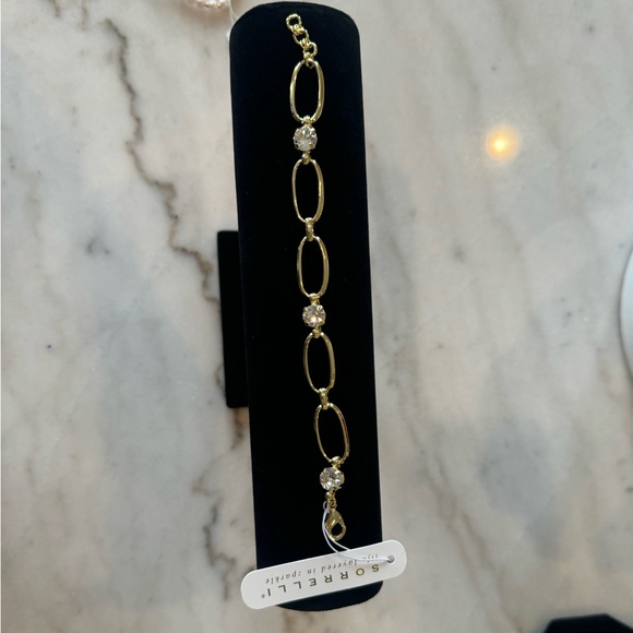 NWT Sorrelli 14k Gold PlatedTennis Crystal Chain Bracelet - Picture 5 of 6